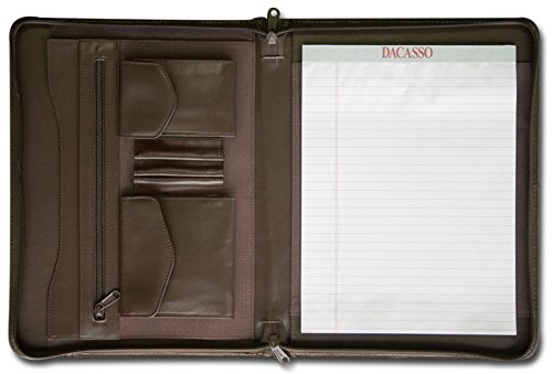 Dacasso Leather Enhanced Zip-Around Portfolio, Chocolate Brown (E3404)