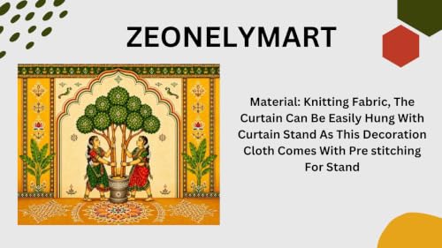 Image of roka Ceremony Decoration Backdrop | Wedding Ceremony Backdrop | Ethnic Indian Yellow Backdrop with Two Women, Tree, and Banana Leaves 8x8 Feet | varalakshmi Pooja Backdrop