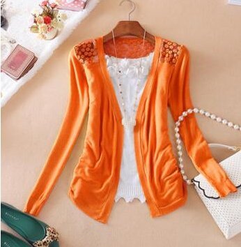 orange lace cardigan