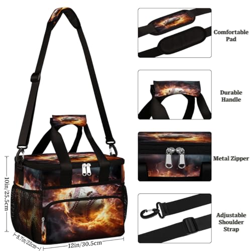 Insulated Picnic Backpack Lunch Box for Women Men Picnic Basket Tote Lunch Bag Picnic Bag Portable Lunch Bags for Picnic, Beach, Work, Trip,Office, Camp Fire Baseball Sport