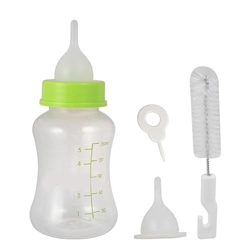 SEWOART 4Pcs Pet Feeding Bottle for Puppies Silicone Feeder with Replacement Cleaning Brushes Random Colors for and Feeding Pets