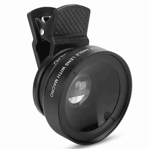 Phone Camera Lens, 0.45X Wide Angle & 12.5X Macro HD, 2 in 1 Cell Phone on Lens Kit, Professional Attachment Universal for iOS and
