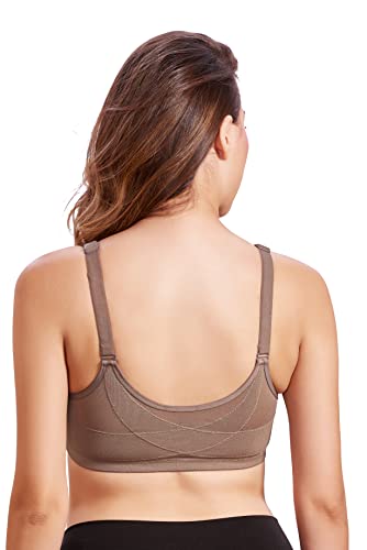 Image of MAROON 922 Women Cotton Brushed Lycra Full Coverage No Bounce, Non-Wired, Non-Padded Front Open Magic Bra with Back Support