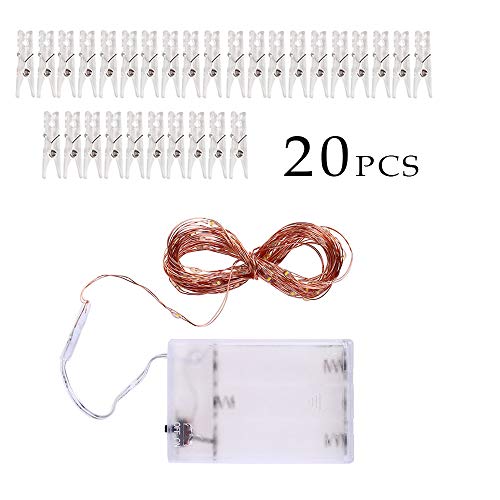 Decdeal Cordão de luzes de LED com prendedores para fotos, 5 m, 50 LEDs, prendedor de foto, USB, luz
