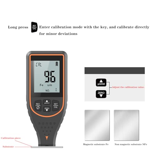 Medidor de Espesor de Recubrimiento con Display Digital para Pintura, Tester de Superficie Automotriz, Gris miniatura 3