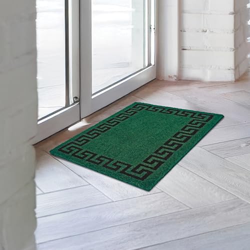 Image of Encasa XO Coir Door Mat for Home Entrance, Anti Slip PVC Back Green