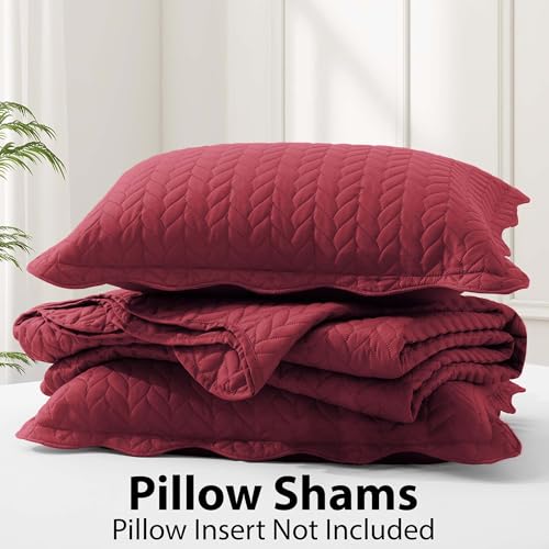 IR Imperial Rooms Queen Quilt Bedding Set (90" x 96") - Bulk Pack of 10 Wholesale for Hotels, Guest Bedroom & Airbnbs - Lightweight Microfiber Reversible Embossed Quilts Bedspreads (Burgundy)