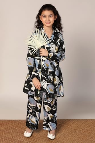 Image of Fashion Dream Girl's Rayon Abstract Printed Clothing Set|Co-ord Set|Casual Wear|Coordinate Outfit for Girls