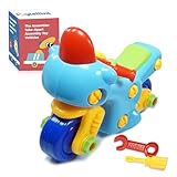 Toytellini The Assembler Take Apart Assembly Toys; STEM Construction Tool Toys with Drill Wrench Screws, Toddler Mechanic Toys, Educational Gift Toy for 2-6 (Motorcycle)