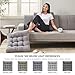 Meditation Floor Pillow Set of 2, Square Large Pillows Seating for Adults, Tufted Corduroy Cushion for Tatami Living Room, Grey, 22x22 Inch