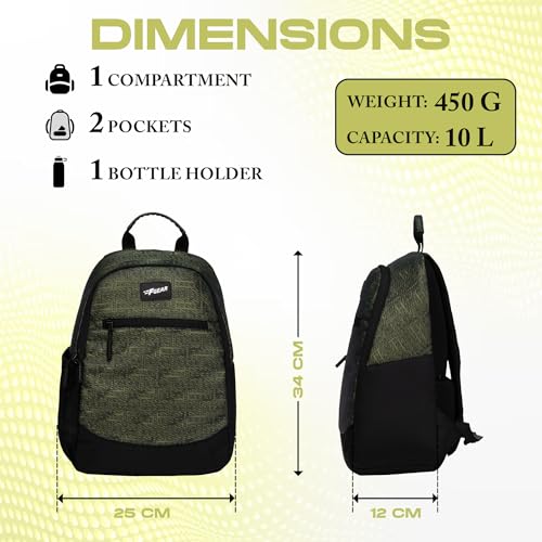 Image of F Gear Noxe 10L Daypack | Compact, Durable & Lightweight Small Backpack | 1 Compartment /1 Pocket | Water Resistant Bag | Stylish & Comfortable | Ideal for College, School, Travel & Daily Use