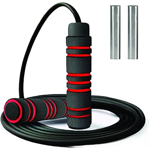 Weighted Jump Rope - (1LB) Solid PVC for Crossfit and Boxing - Heavy Jump Rope with Memory Non-Slip Cushioned Foam Grip Handles for Fitness Workouts Endurance and Strength Training Cover