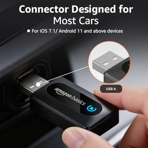 Image of Amazon Basics Car Play | Converts Wired Auto Android & CarPlay to Wireless | Bluetooth Connectivity | Only for Cars with OEM Installed Wired Android Auto /CarPlay | Black