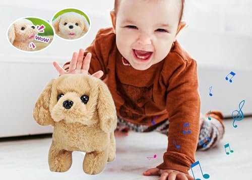 Image of Hopping Walking Brown Dog Toy for Kids - Talking Sound Dog with Moving Tail, Head Shake & Realistic Actions | Soft Plush Interactive Animal Toy, Fun Gift & Childhood Companion for Boys & Girls
