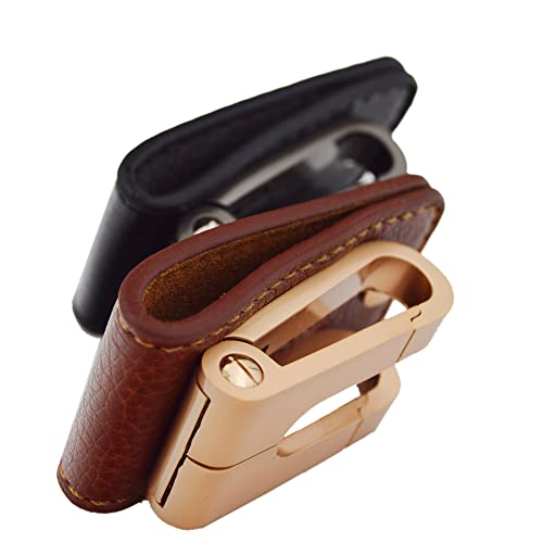 Double boucle de ceinture en cuir véritable porte-clé homme noir