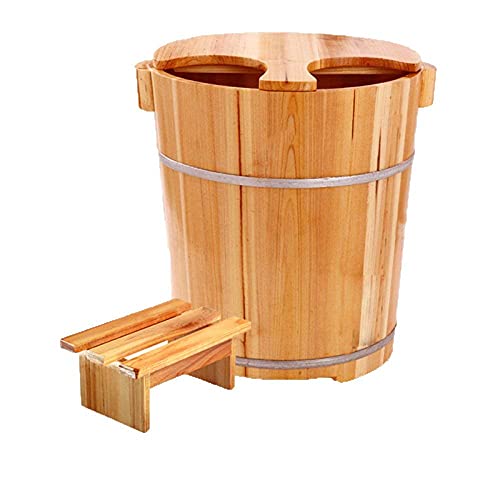Bassin de pieds hydrothérapie et seau en bois naturel pour soin de pédicure traditionnel