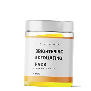 Kojic Acid & Turmeric Cleansing Pads - Exfoliating, Brightening, Dark Spot Remover, Turmeric Exfoliating Pads for Dark Spots, Dark inner Thighs, Uneven Skin Tone, Infused with Salicylic Acid 15 ct