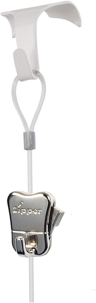 4 Pack each STAS Moulding Hooks + Perlon Cords with Loop 59" + Zipper Hooks- (59" perlon cord, White)