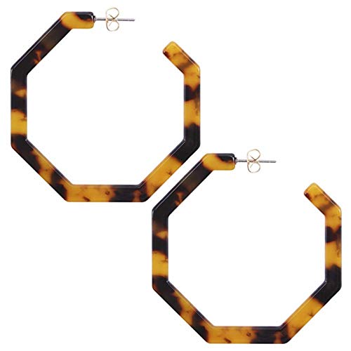 DUAO Acryl Ohrringe Hoop Leichte Harz Ohrringe Geometrische Anweisung Ohrstecker Böhmischen Mode Schmuck, A Schildpatt Cover