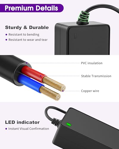 Image of HitLights 24V 60W Power Supply Adapter, UL-Listed 100-240V AC to DC 24V 2.5A, Compatible with 1A /2A /2.5A LED Strip, CCTV and Low Voltage Devices