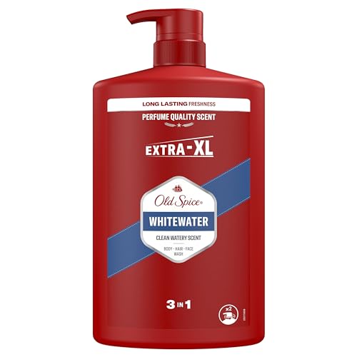 Old Spice Whitewater Gel De Ducha Y Champú Para Hombres 1000ml, Gel Para Cara, Cuerpo Y Pelo 3 En 1 Multiusos, Frescura Duradera, Fragancia Excepcional, Limpieza Profunda
