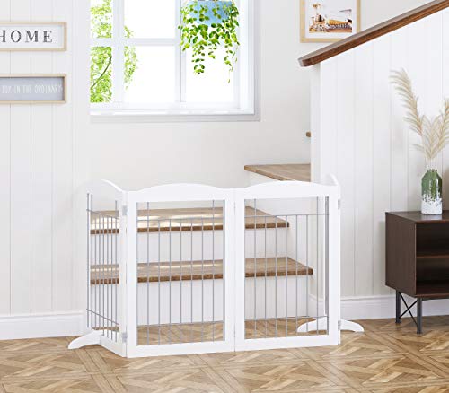 Spirich-Extra-Wide-and-Tall-Dog-gate-for-The-House-Doorway-Stairs-Freestanding-Foldable-Wire-Pet-Gate-for-Dogs-80-inch-Wide30-inches-Tall-White-4-Pannels - Cucciolini Doodles   Spirich-Extra-Wide-and-Tall-Dog-gate-for-The-House-Doorway-Stairs-Freestanding-Foldable-Wire-Pet-Gate-for-Dogs-80-inch-Wide30-inches-Tall-White-4-Pannels