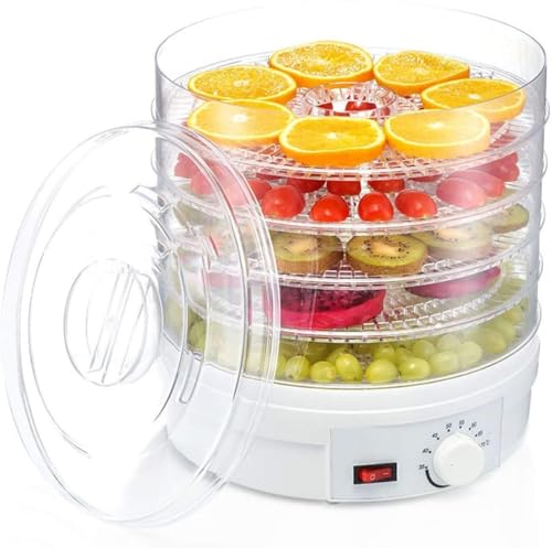 Image of 5-Tray Electric Food Dehydrator Machine with Adjustable Thermostat (35-70C) - Stackable Food Dryer for Fruits, Vegetables, Herbs, Meat and Beef - For Healthy Home Kitchen Use