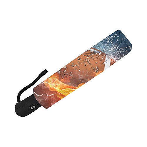 Interestprint American Football In Fire And Water Windproof Automatic Open And Close Foldable Umbrella,Vintage Sports Travel Compact Unbreakable Rain And Sun Umbrella #TOP4