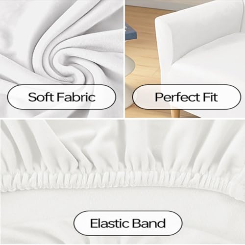 Stretch Chair Covers with Arms 1-Piece Banquet Armchair Slipcover Mid Century Modern Armchair Slipcover Anti-Slip Furniture Protector for Living Room Friendly for Kids Pets (Off White) - Image 6