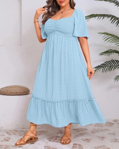 Plus Size Summer Dresses - Maxi Casual Wedding Guest Graduation Easter Long Dress with Pockets2