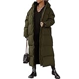 Godoboo Damen Daunenjacke Lang Pufferjacke Verdickter Kapuzenmantel Damen Winterjacke Casual Wintermantel Vegan mit Reißverschluss Mode