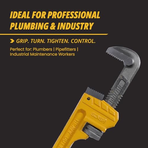 Image of Heavy Duty 12 In Pipe Wrench | Forged Carbon Steel With Cr-Mb Jaw | Precise Clamping Teeth Design For Strong Grip |TPR Soft Grip Handle | Max Pipe Size 1-3 /4 inch, Plumbing, Home and Professionals