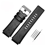 MMXWYKO Cinturino in vera pelle con bocca convessa 28X22mm 30X22mm compatibile con cinturino for orologio Diesel DZ1089 DZ1123 DZ1132(Black-rose gold,30X18mm)