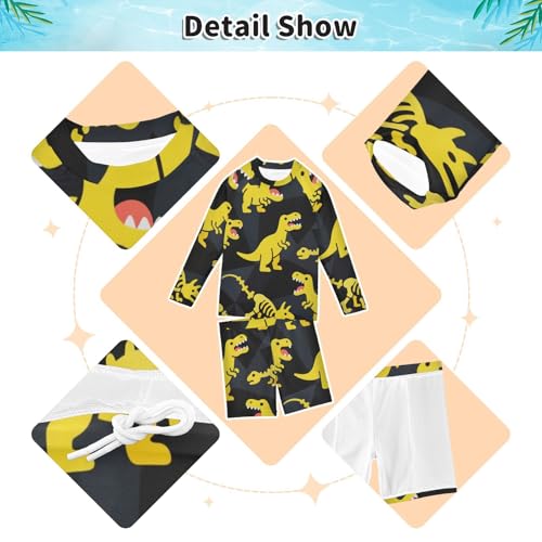 Bañador de dinosaurio para niños traje de baño dos piezas manga larga amarillo uv 4