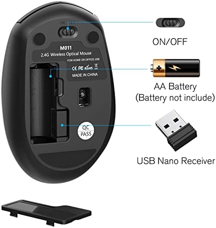 PINKCAT Wireless Mouse, Silent Small Compact Mouse 6 Buttons 2.4G Ergonomic Optical Mouse with USB Receiver, 3 Adjustable DPI Compatible with Laptop PC Notebook Deskbtop MacBook Mac Computer (Black)