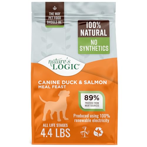Image of NATURE'S LOGIC Dry Dog Food - Duck & Salmon Meal Feast Dry Kibble, 4.4 lb