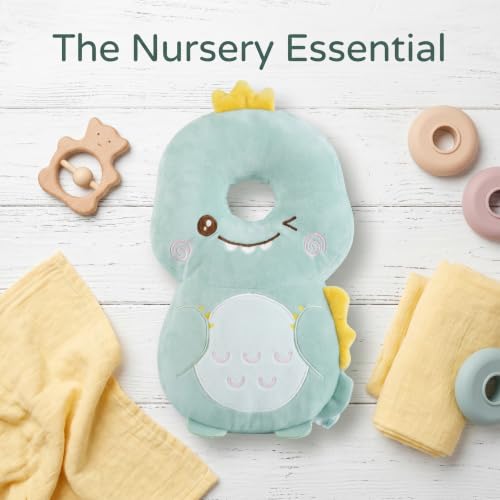Image of Baby Head Protector Backpack - Soft & Lightweight Fall Cushion Backpack for Toddlers Walking and Crawling (Dark Green Dinosaur)
