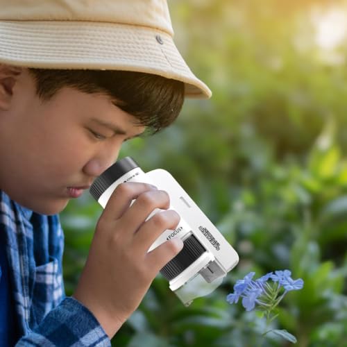 Microscopio de mano para niños estudiantes con luz LED portátil de ciencia 7
