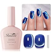 Imtiti Blue Cat Eye Gel Nail Polish, Moonlight Sea Blue Holographic Crystal Diamond Glitter Magne...