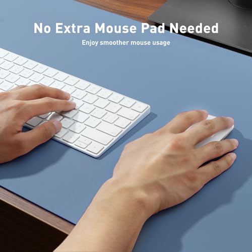 Image of Aothia Leather Desk Pad Protector, Office Mat, Large Mouse Pad, Non-Slip PU Leather Blotter, Laptop Pad, Waterproof Writing Pad for Office and Home (Denim Blue, 31.5 inch x 15.7 inch)