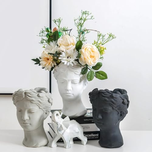 Vase à fleurs élégant blanc résine tête pot succulentes multi-usage - 5