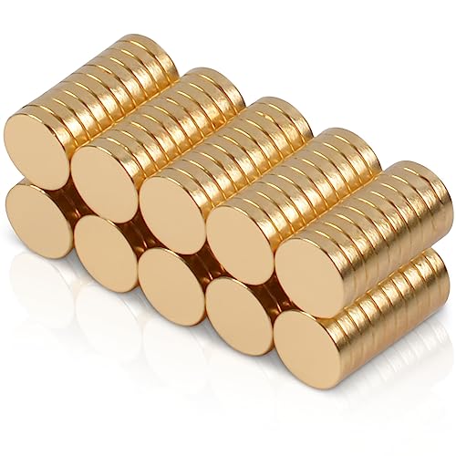 MIN CI 5 x 1mm Mini Magnet Rund Magnete Stark, 100 Stück Klein Starke Magnets Golden Magneten für Magnettafel Kühlschrank Magnet Whiteboard