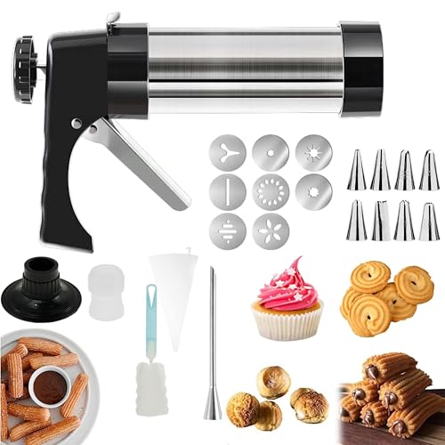 Churro Maker Machine, 2-in-1 Multifunctional Hollow Churros Machine, Churreras para Churros, Stainless Steel Churro/Cookie Making Kit with Piping Bag.churro piping tip，churros mexicanos