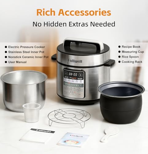 Fullwill Dual-Pot 12-in-1 Multi-Cooker – 6qt Stainless & 5qt Ceramic — view 9