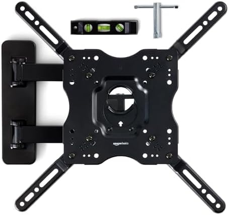 Universal Basics Full Motion Articulating TV Wall Mount, with Swivel and Tilt, for 66.04 CM To 1.39 M TVs and Flat Panels up to 36.29 KG, VESA Compatible, Black