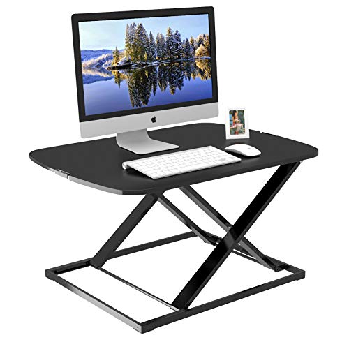 1home Ultra Sottile Staff Regolabile in Altezza Postazione Computer Compatta Nera