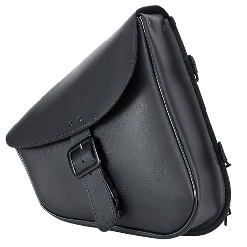 Dream Apparel Motorcycle Swingarm Bag with Black Synthetic Leather, Swing Arm Bag Motorcycle Saddlebag Left Side Tool Bag Fit for Sportster Street Rebel 300 500 Dual Shock Models, An Adjustable Strap