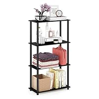 Furinno Turn-N-Tube 4-Tier Multipurpose Shelf Display Rack, Round Tubes, Americano/Black