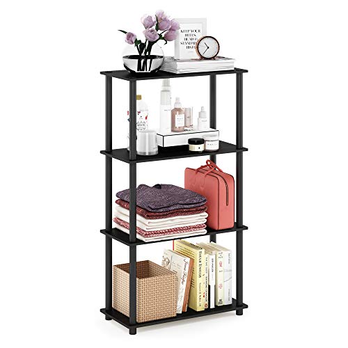 Furinno Turn-N-Tube 4-Tier Multipurpose Shelf Display Rack, Round Tubes, Americano/Black