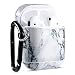 Produktbild ULAK AirPods 2&1 Hülle Marmor Leder Schutzhülle Stoßfeste Ladehülle Case für Apple AirPods 2 & 1 (LED an der Frontseite Sichtbar) - Weisser Marmor